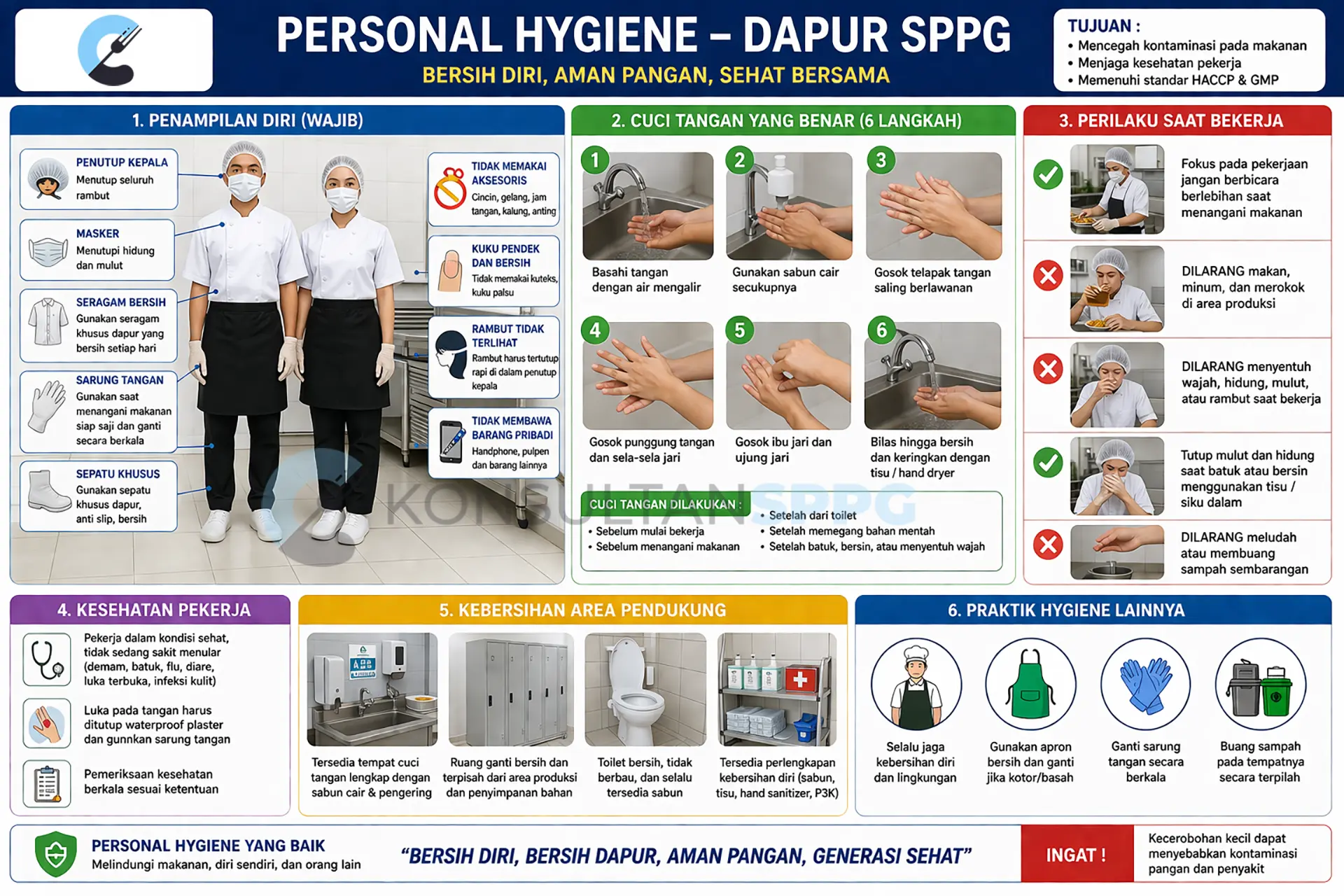 Kebersihan diri di dapur sppg