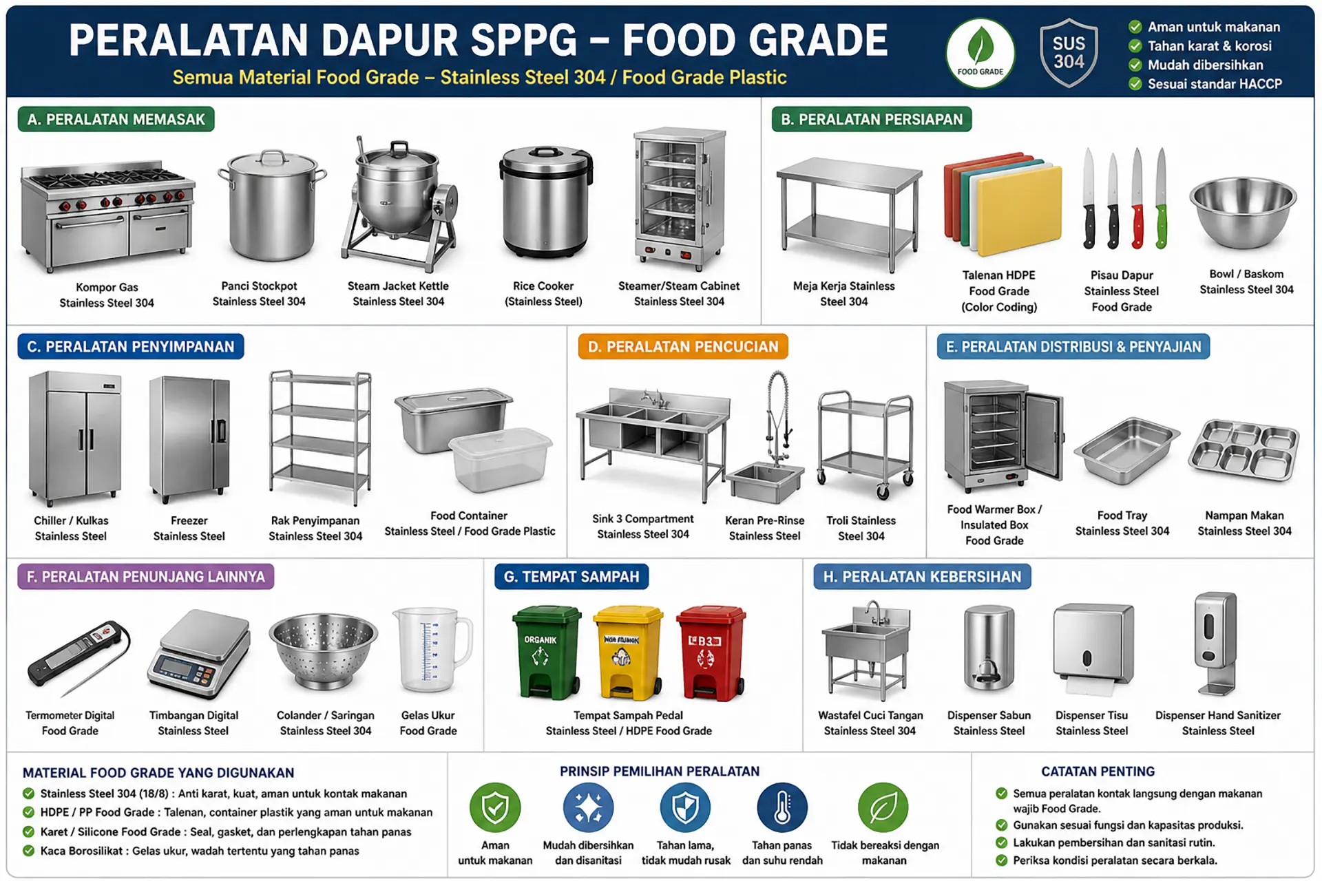 material dapur sppg food grade